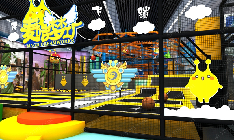 室內兒童淘氣堡樂園蹦床區域